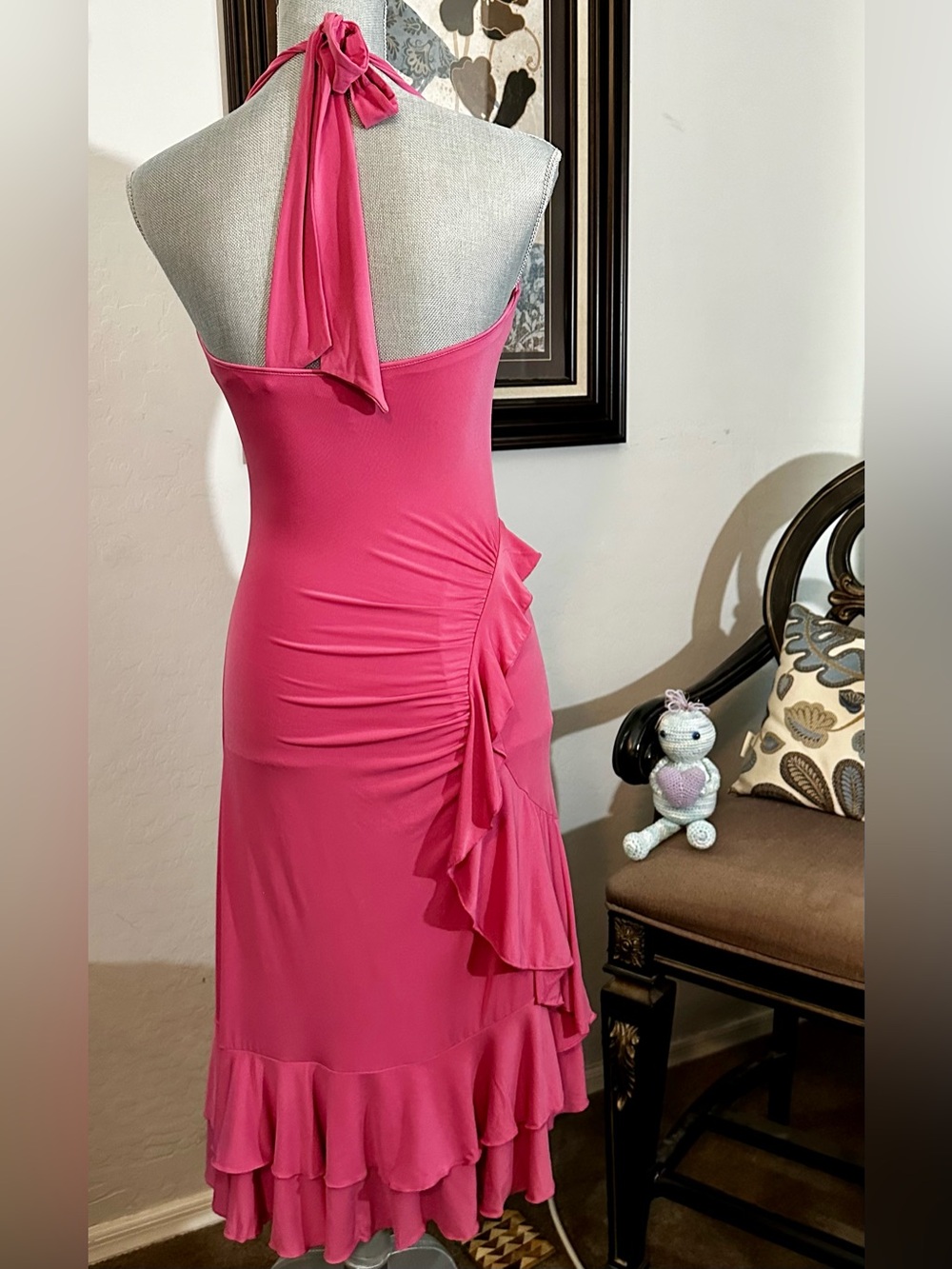 Vtg Y2K BCBGMaxAzria Hot Pink Ruffle
Halter Dress. - Picture 2 of 5